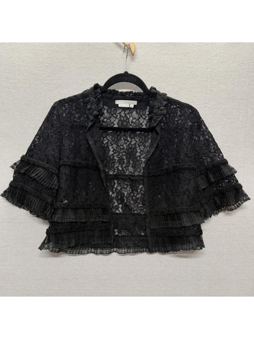 To The Max Lace Ruffle Bolero  - size S